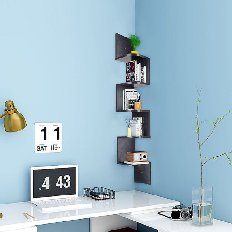 [UK Warehouse] 5-layer Trapezoidal Wooden Wall Shelf, Size: 20x20x123cm