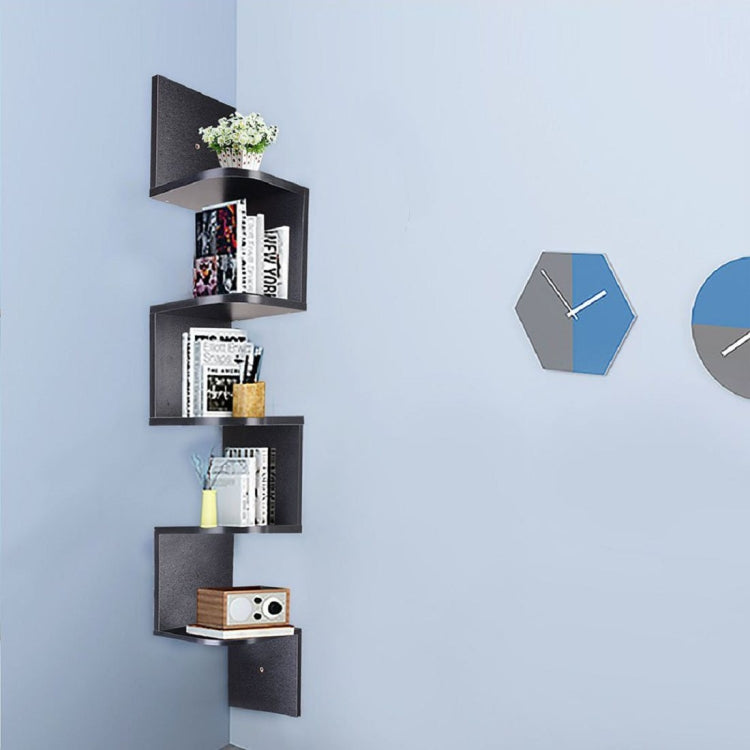 [US Warehouse] 5-layer Trapezoidal Wooden Wall Shelf, Size: 20x20x123cm