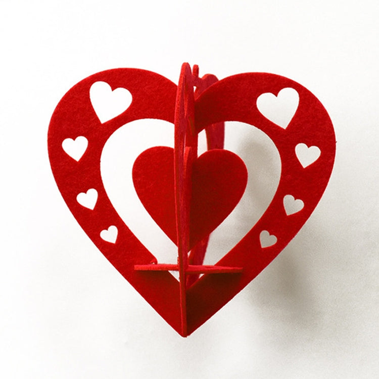 Classroom Decoration Non-woven Heart Three-dimensional Wicker Pendant, Size: 15cm
