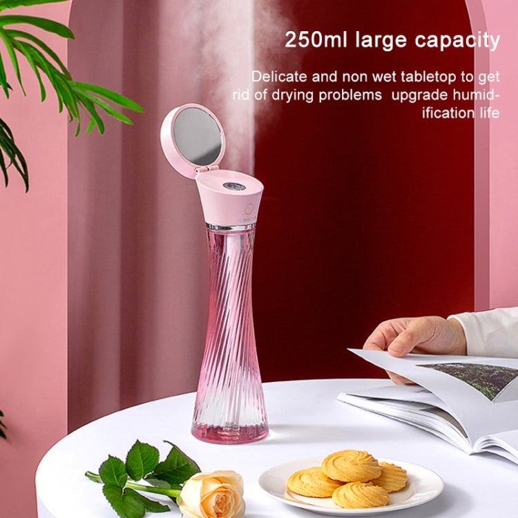 USB Car Transparent Magic Tower Small Waist Humidifier with Vanity Mirror & LED Light, Capacity: 250mL