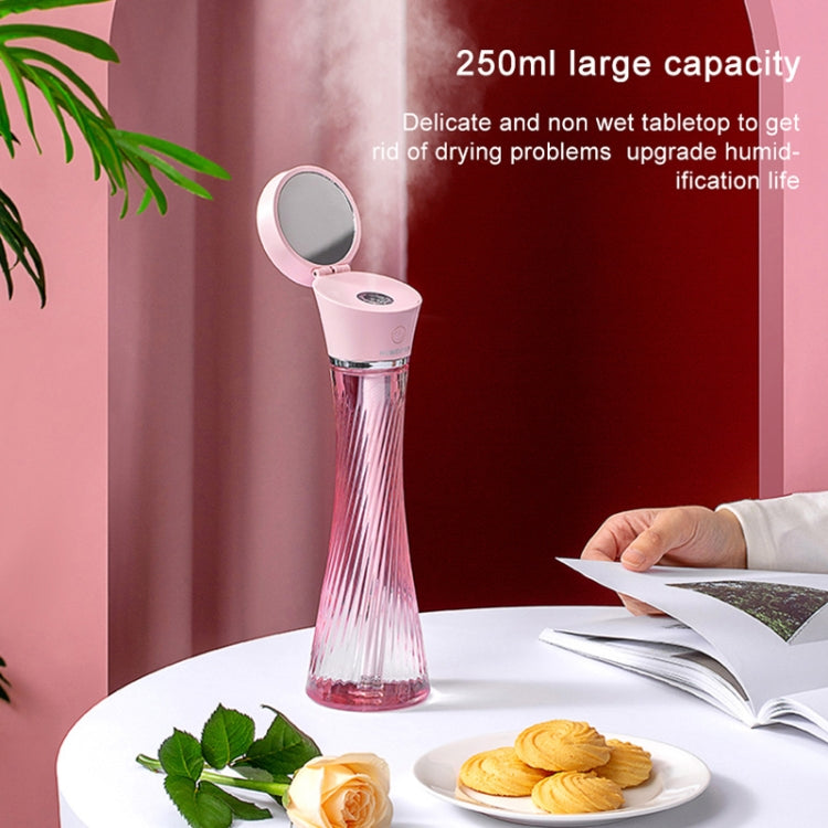 USB Car Transparent Magic Tower Small Waist Humidifier with Vanity Mirror & LED Light, Capacity: 250mL