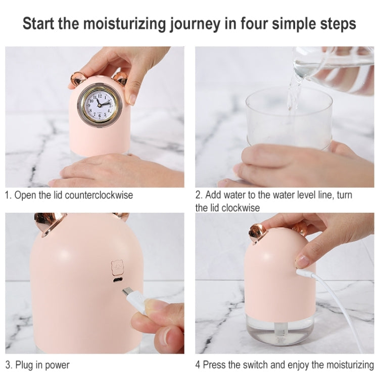 H216 Home Mute USB Mini Water Replenishing Instrument Cool Bear Clock Shaped Humidifier