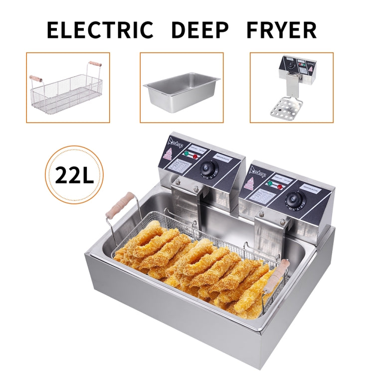 [UK Warehouse] ZOKOP EH830 220-240V 5000W Max 12.7QT/12L 23.26Qt/22L Stainless Steel Large Single-Cylinder Electric Fryer, UK Plug