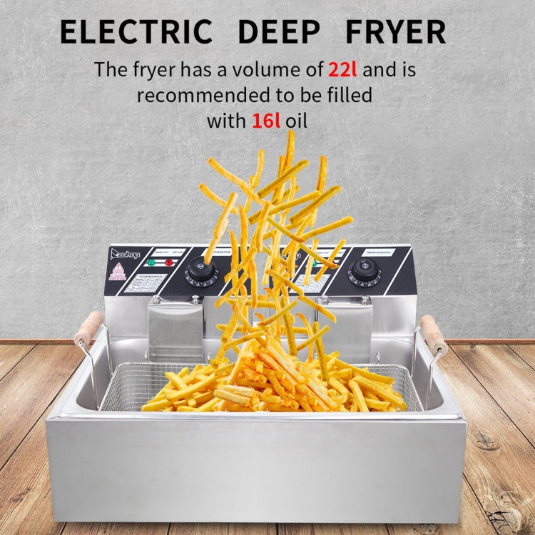 [UK Warehouse] ZOKOP EH830 220-240V 5000W Max 12.7QT/12L 23.26Qt/22L Stainless Steel Large Single-Cylinder Electric Fryer, UK Plug