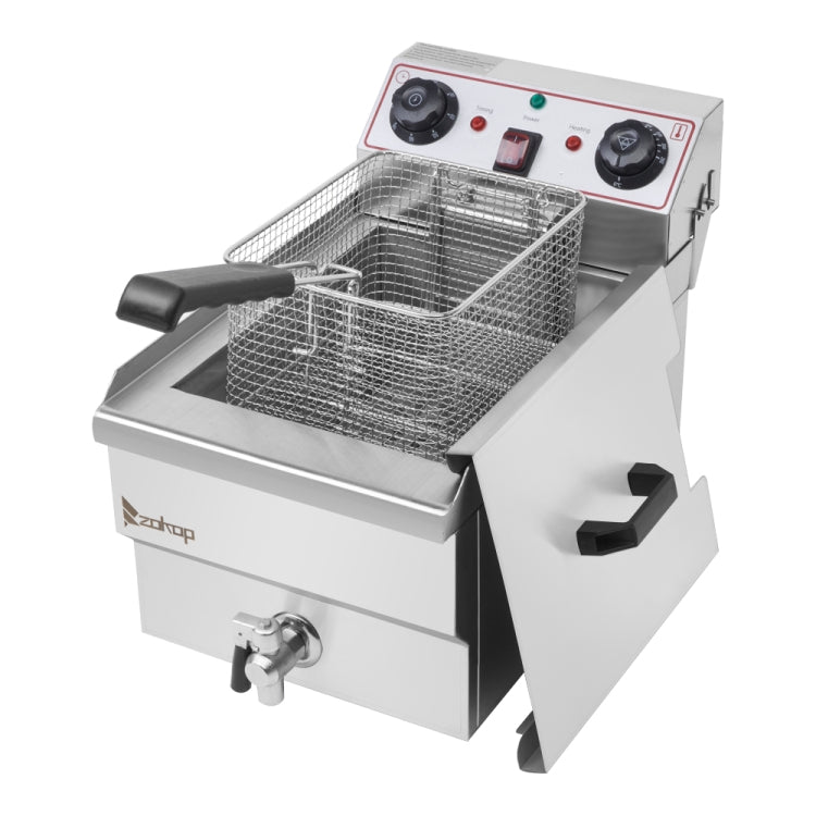 [UK Warehouse] ZOKOP EH101V 220-240V 3000W Max 8.5QT/8L 12.5QT/11.8L Stainless Steel Faucet Single Tank Deep Fryer, UK Plug