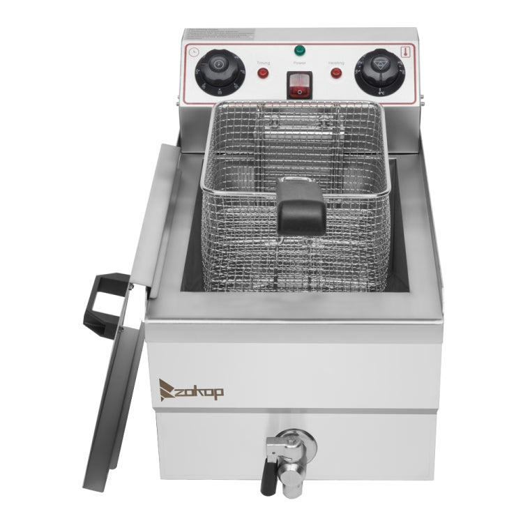 [UK Warehouse] ZOKOP EH101V 220-240V 3000W Max 8.5QT/8L 12.5QT/11.8L Stainless Steel Faucet Single Tank Deep Fryer, UK Plug