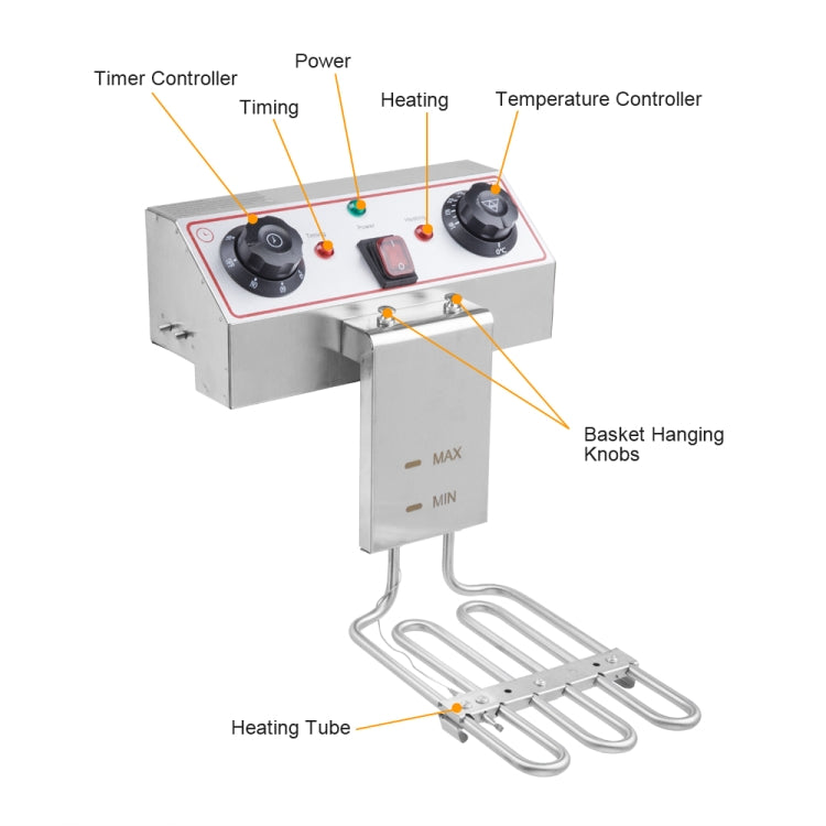 [UK Warehouse] ZOKOP EH101V 220-240V 3000W Max 8.5QT/8L 12.5QT/11.8L Stainless Steel Faucet Single Tank Deep Fryer, UK Plug