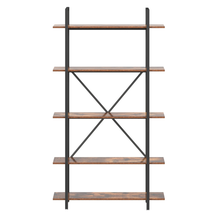 [US Warehouse] 5-Tier Industrial Style Wood Metal Frame Bookshelf Storage Display Shelves, Size: 100 x 23.9 x 177.8cm
