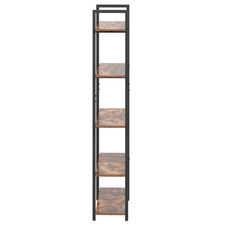 [US Warehouse] 5-Tier Industrial Style Wood Metal Frame Bookshelf Storage Display Shelves, Size: 100 x 23.9 x 177.8cm
