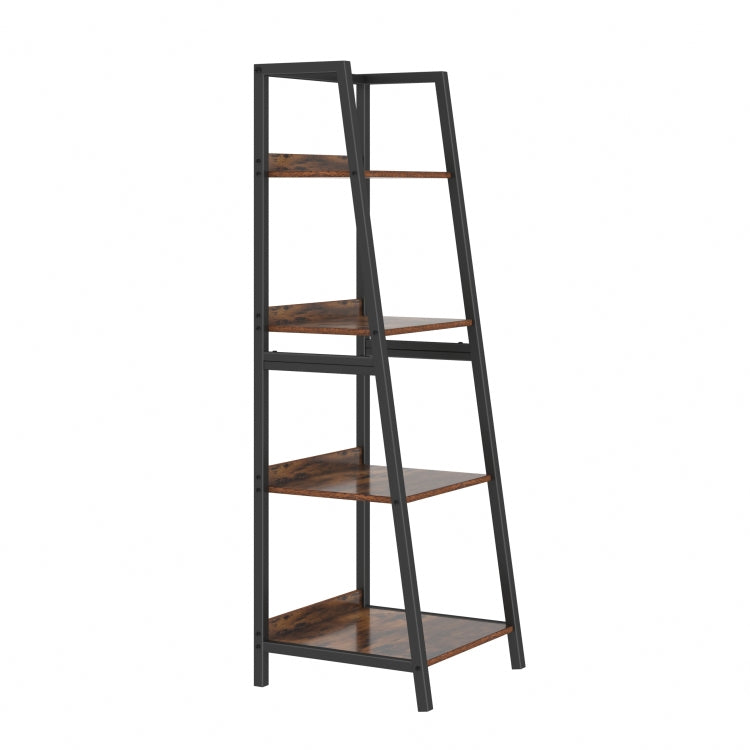[US Warehouse] 4-Layer Industrial Style Wood Metal Frame Bookshelf Storage Display Shelves, Size: 140 x 44.6 x 44.6cm