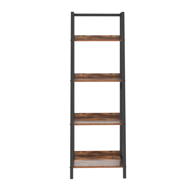 [US Warehouse] 4-Layer Industrial Style Wood Metal Frame Bookshelf Storage Display Shelves, Size: 140 x 44.6 x 44.6cm