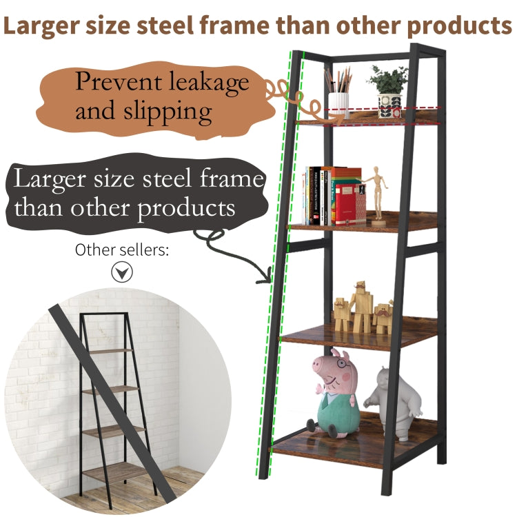 [US Warehouse] 4-Layer Industrial Style Wood Metal Frame Bookshelf Storage Display Shelves, Size: 140 x 44.6 x 44.6cm