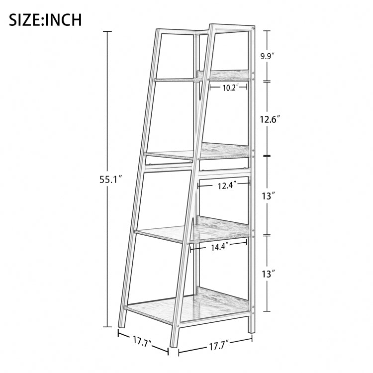 [US Warehouse] 4-Layer Industrial Style Wood Metal Frame Bookshelf Storage Display Shelves, Size: 140 x 44.6 x 44.6cm