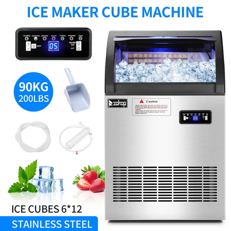 [US Warehouse] Stainless Steel Freestanding Ice Maker Cube Machine,Size: 48x41x79.5cm