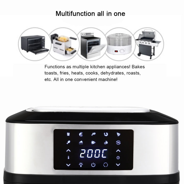 [UK Warehouse] 1800W 220V 16L Square Smart Touch Screen Air Fryer Household Oil-free Electric Fryer Fully Automatic French Fries Machine Smart Oven with Visible Window & Lighting, UK Plug