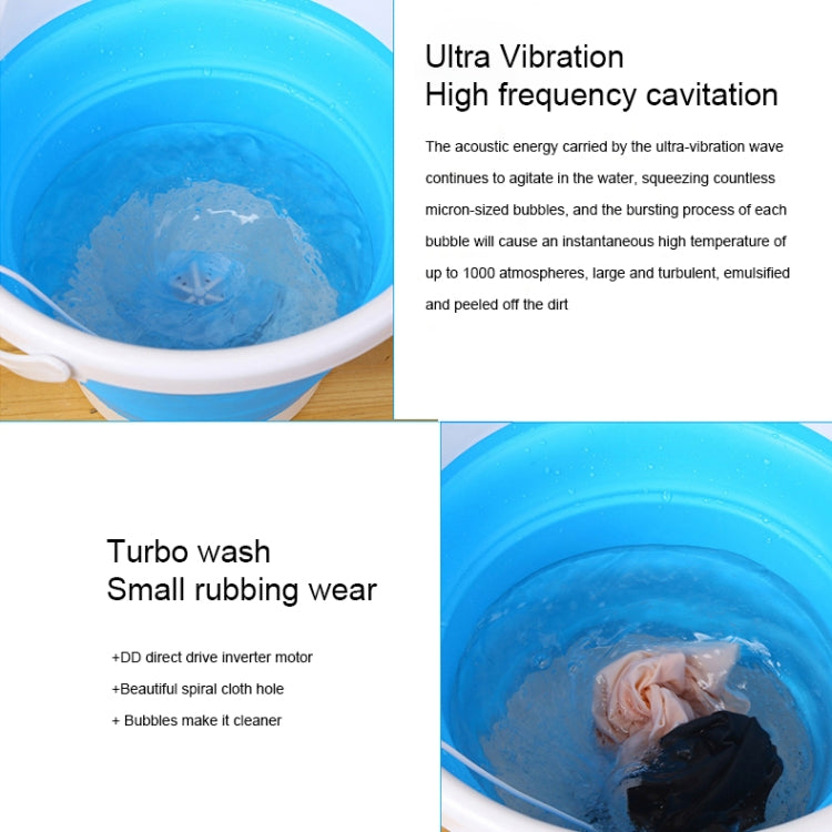3 in 1 Travel Portable Mini Folding Bucket Super Vibration Wave Turbo Washer with Control Switch