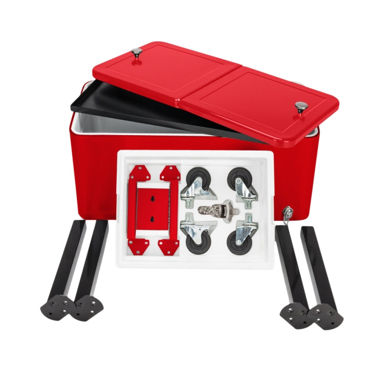 [US Warehouse] 80Qt Rectangular Refrigerated Insulation Trolley with Drain Pipe, Size: 91x87x48cm (Red)