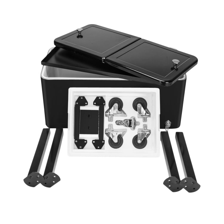 [US Warehouse] 80Qt Rectangular Refrigerated Insulation Trolley with Drain Pipe, Size: 91x87x48cm (Black)
