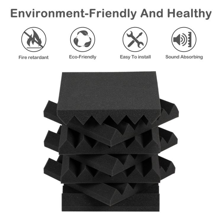 [US Warehouse] 24 PCS Acoustic Foam Panel Wedge Studio Soundproofing Wall Padding, Size: 12x12x2 inch
