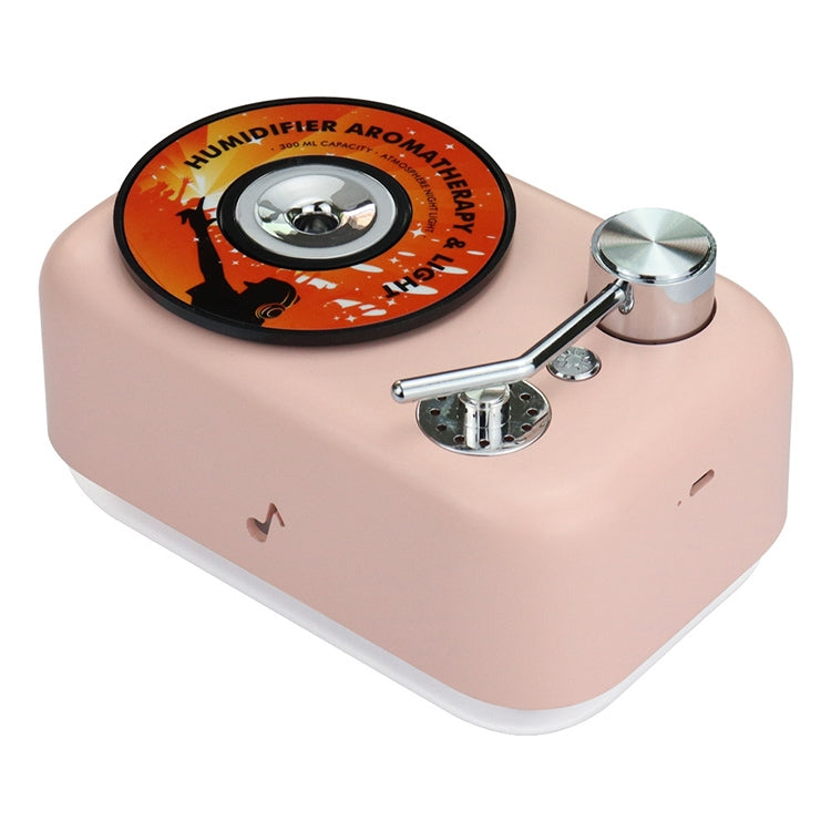 300ML Retro Turntable Style USB Hollow Music Symbol Night Light Air Humidifier Purifier