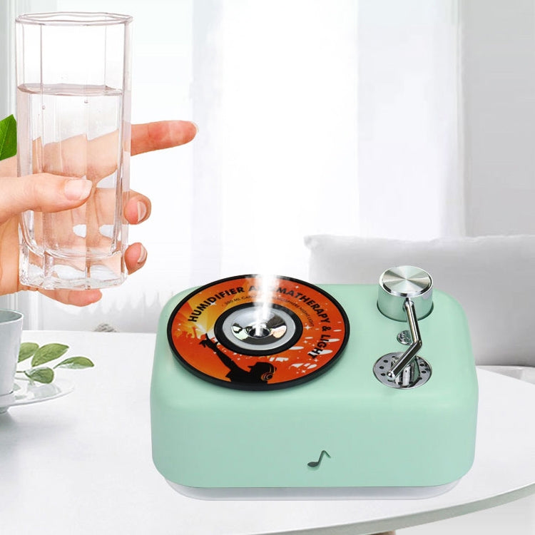 300ML Retro Turntable Style USB Hollow Music Symbol Night Light Air Humidifier Purifier