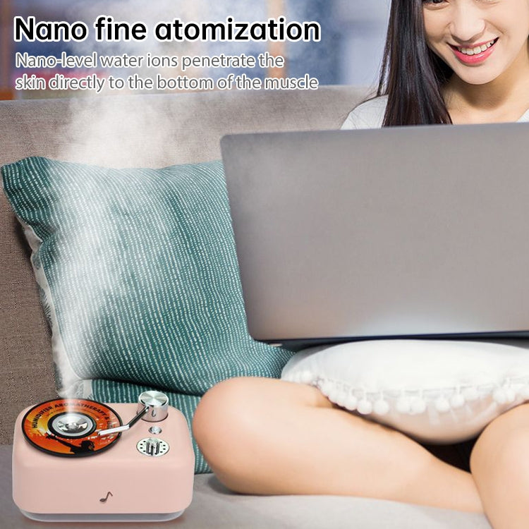 300ML Retro Turntable Style USB Hollow Music Symbol Night Light Air Humidifier Purifier