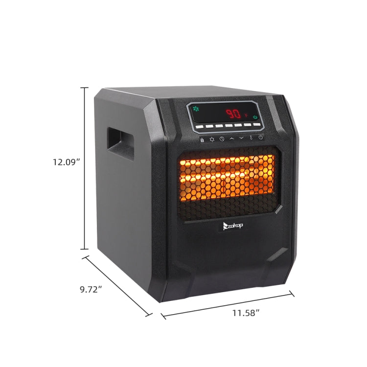 [US Warehouse] ZOKOP HT1188N 1500W Digital Style Quartz Tube Heater Heat Booster, US Plug (Black)