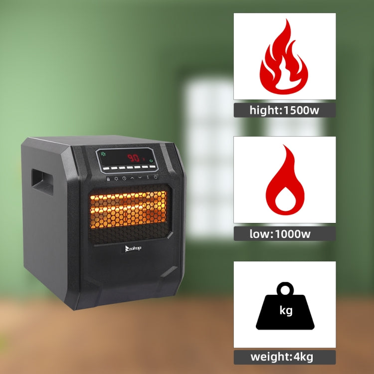 [US Warehouse] ZOKOP HT1188N 1500W Digital Style Quartz Tube Heater Heat Booster, US Plug (Black)