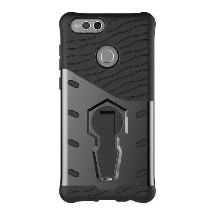 For Huawei  Honor 7X PC + TPU Dropproof Sniper Hybrid Protective Back Cover Case with 360 Degree Rotation Holder