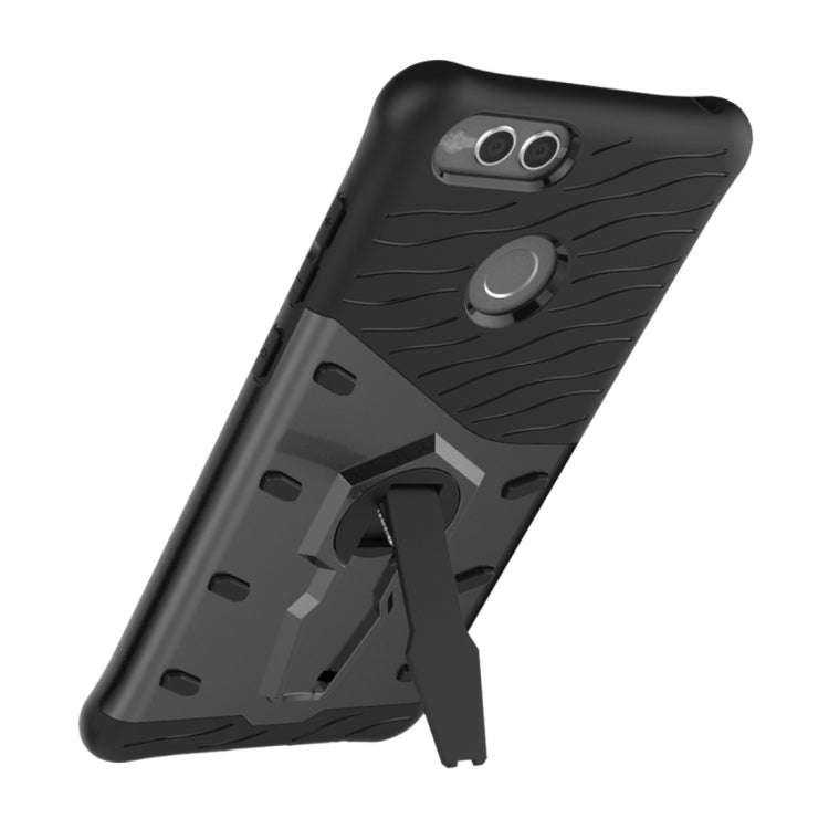 For Huawei  Honor 7X PC + TPU Dropproof Sniper Hybrid Protective Back Cover Case with 360 Degree Rotation Holder