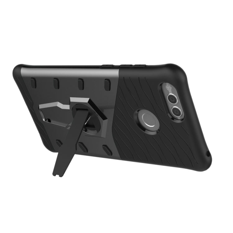 For Huawei  Honor 7X PC + TPU Dropproof Sniper Hybrid Protective Back Cover Case with 360 Degree Rotation Holder