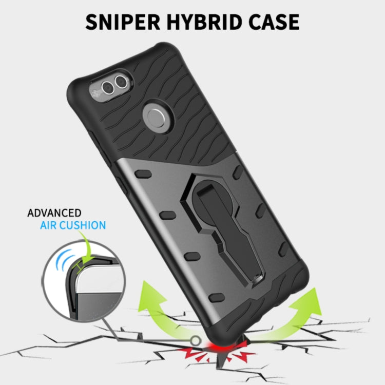 For Huawei  Honor 7X PC + TPU Dropproof Sniper Hybrid Protective Back Cover Case with 360 Degree Rotation Holder