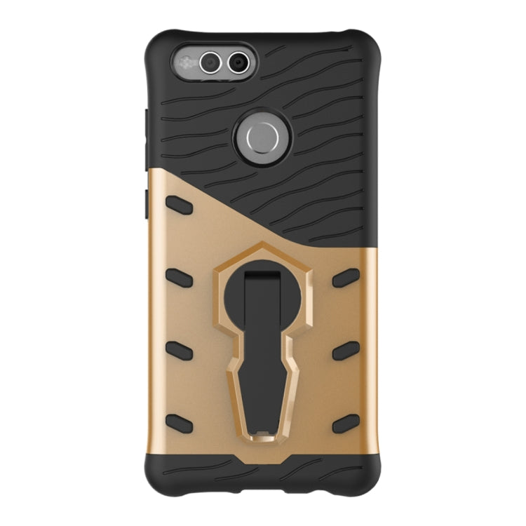 For Huawei  Honor 7X PC + TPU Dropproof Sniper Hybrid Protective Back Cover Case with 360 Degree Rotation Holder