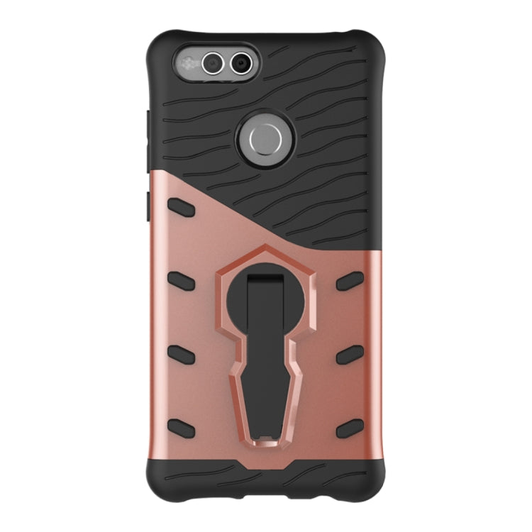 For Huawei  Honor 7X PC + TPU Dropproof Sniper Hybrid Protective Back Cover Case with 360 Degree Rotation Holder