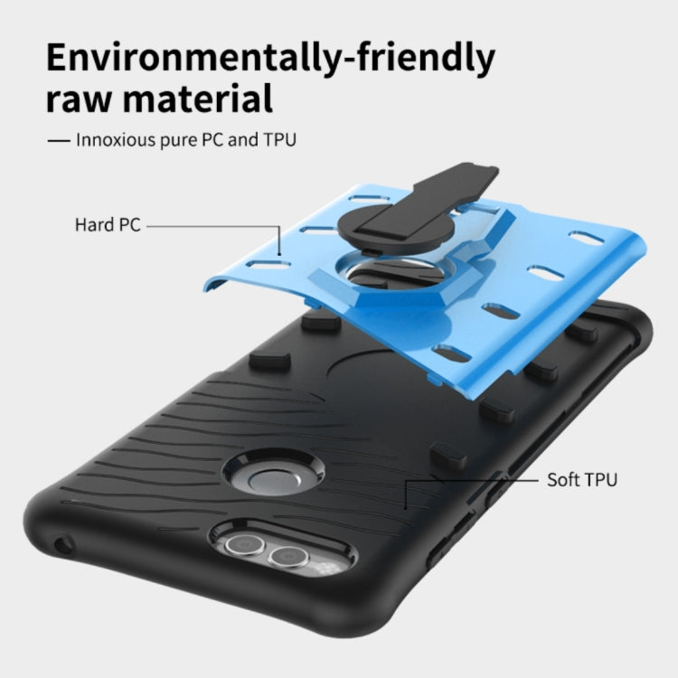For Huawei  Honor 7X PC + TPU Dropproof Sniper Hybrid Protective Back Cover Case with 360 Degree Rotation Holder