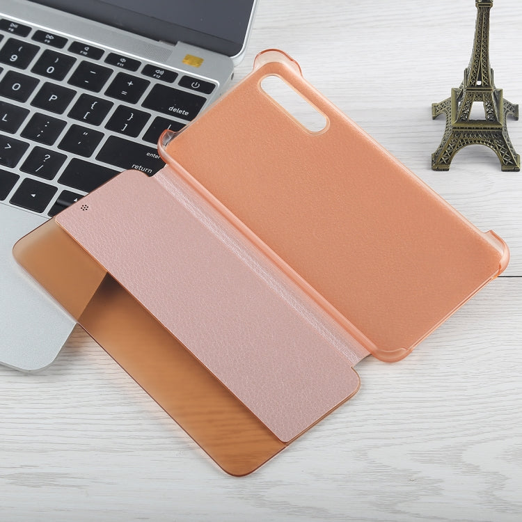 For Huawei P20 Pro Litchi Texture PC + PU Horizontal Flip Case with Smart View Winodw and Sleep Wake-up Function