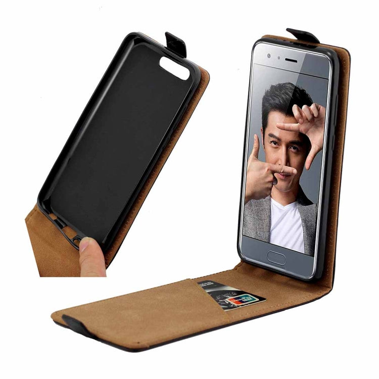For Huawei  Honor 9 TPU Business Style Vertical Flip Protective Leather Case with Card Slot (Black)