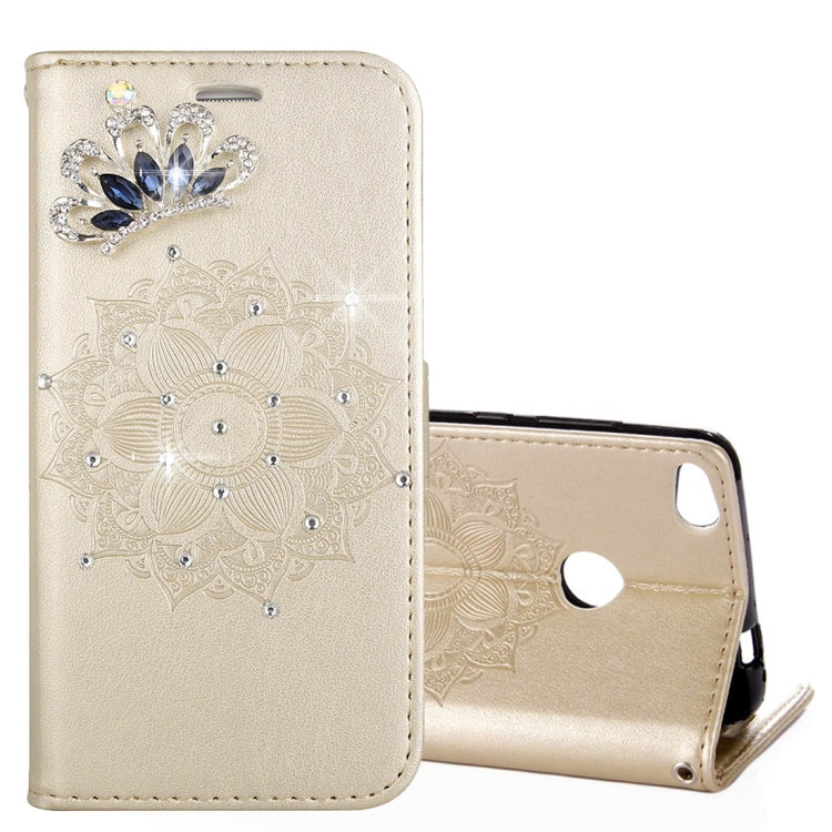 For Huawei  P8 Lite (2017) Mandragora Pattern Crystal Encrusted Horizontal Flip Leather Case with Card Slot & Holder & Wallet & Lanyard