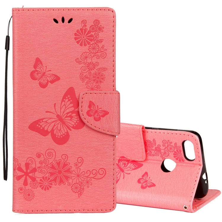 For Huawei  P9 Lite Mini Vintage Embossed Floral Butterfly Pattern Horizontal Flip Leather Case with Card Slot & Holder & Wallet & Lanyard