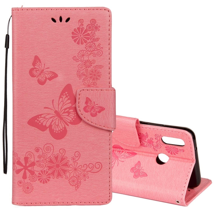 For Huawei  P20 Lite Vintage Embossed Floral Butterfly Pattern Horizontal Flip Leather Case with Card Slot & Holder & Wallet & Lanyard