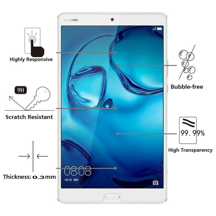 For Huawei MediaPad M3 8.4 inch 0.3mm 9H Surface Hardness Explosion-proof Tempered Glass Film(Transparent)