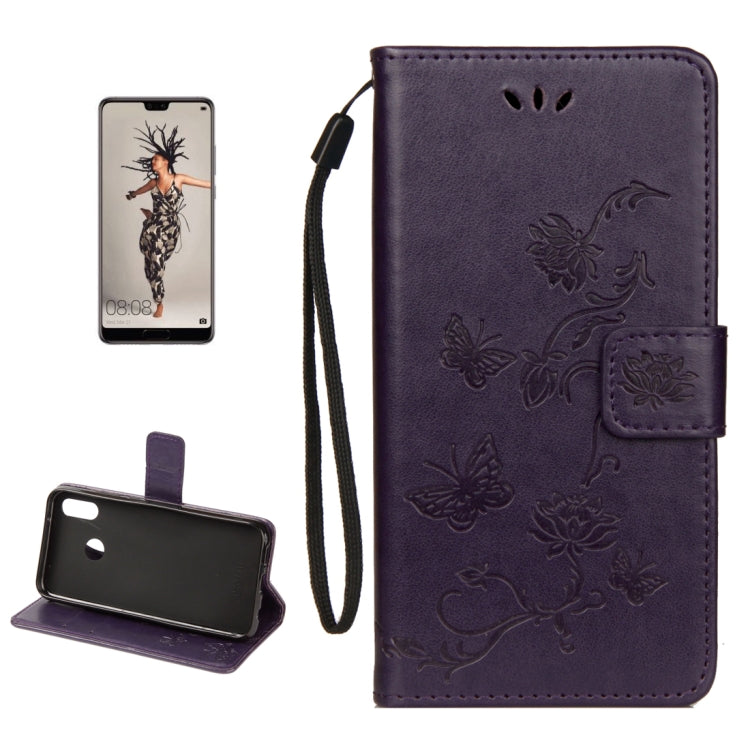 For Huawei P20 Lite Lotus Butterfly Pattern Horizontal Flip Leather Case with Holder & Card Slots & Wallet & Lanyard