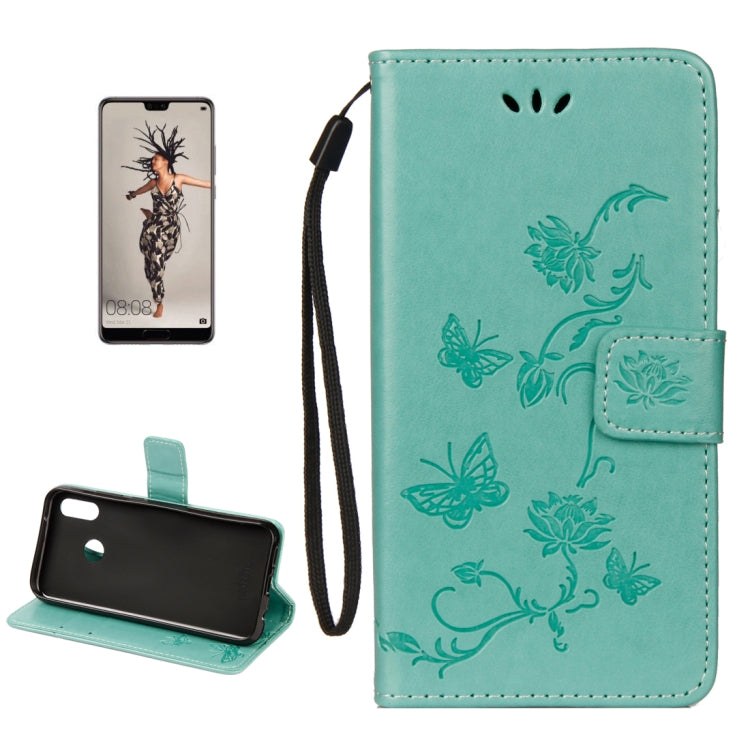 For Huawei P20 Lite Lotus Butterfly Pattern Horizontal Flip Leather Case with Holder & Card Slots & Wallet & Lanyard