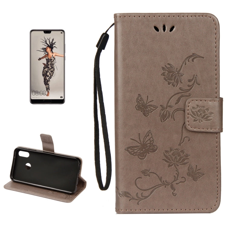 For Huawei P20 Lite Lotus Butterfly Pattern Horizontal Flip Leather Case with Holder & Card Slots & Wallet & Lanyard