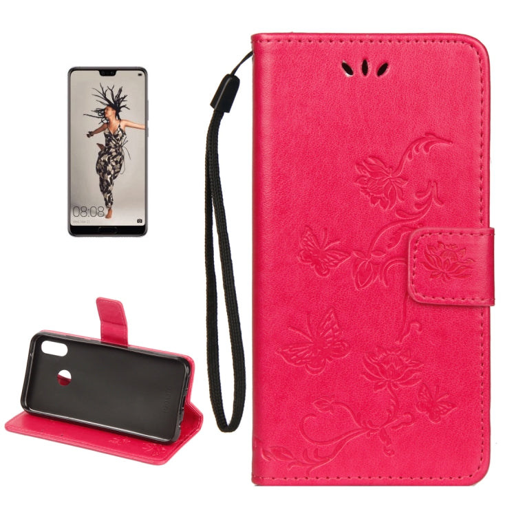 For Huawei P20 Lite Lotus Butterfly Pattern Horizontal Flip Leather Case with Holder & Card Slots & Wallet & Lanyard