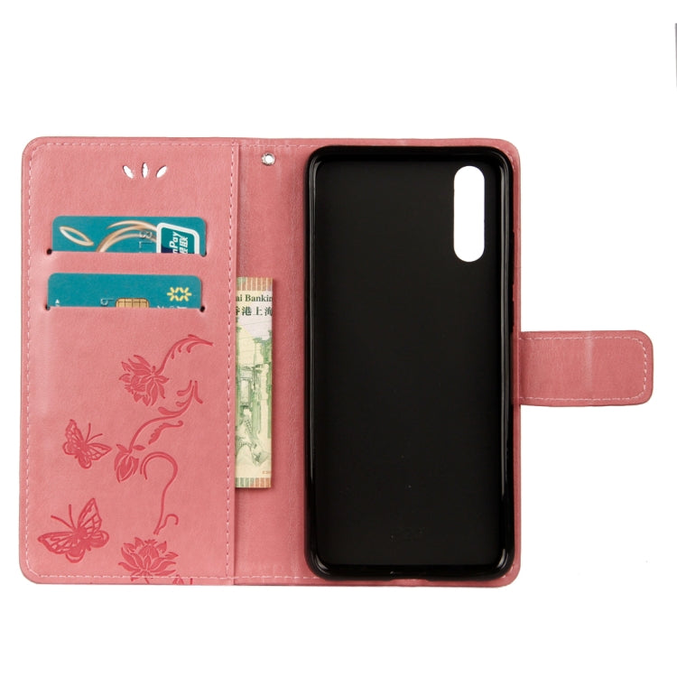 For Huawei P20 Lotus Butterfly Pattern Horizontal Flip Leather Case with Holder & Card Slots & Wallet & Lanyard