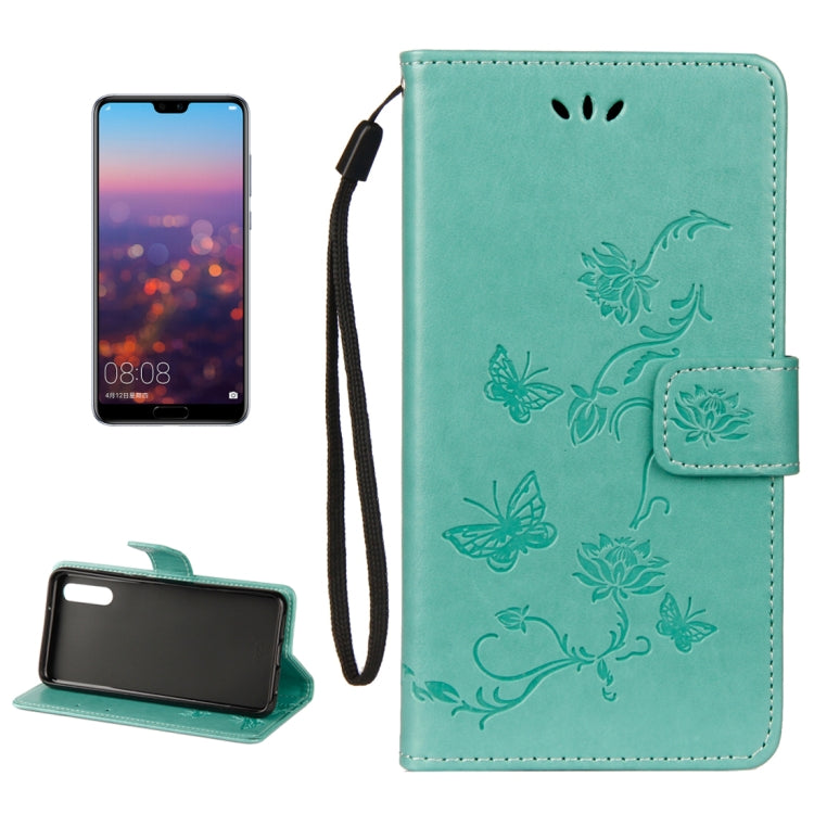 For Huawei P20 Lotus Butterfly Pattern Horizontal Flip Leather Case with Holder & Card Slots & Wallet & Lanyard
