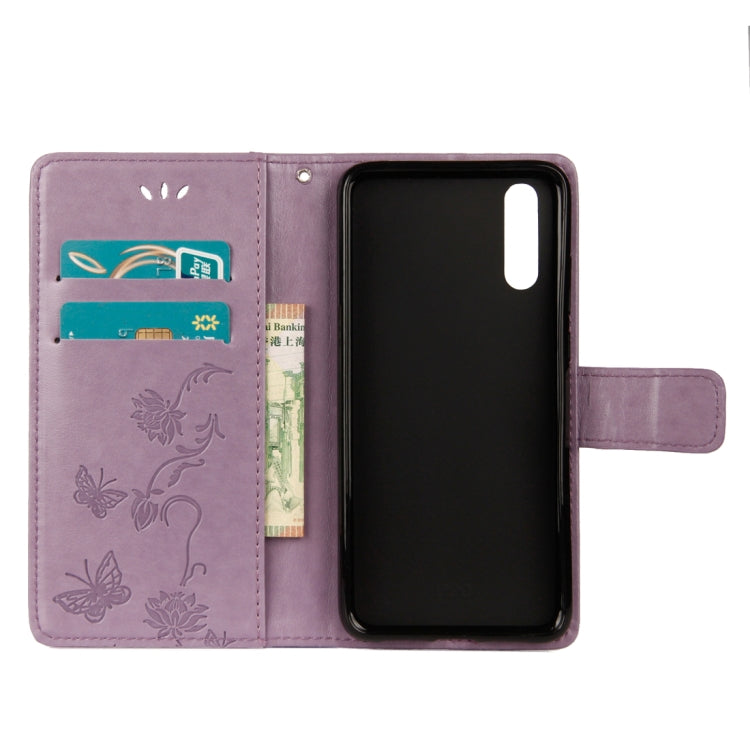 For Huawei P20 Lotus Butterfly Pattern Horizontal Flip Leather Case with Holder & Card Slots & Wallet & Lanyard