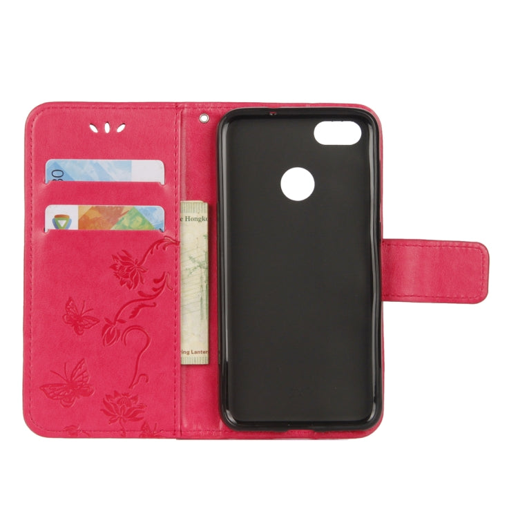 For Huawei Y9 (2018) Lotus Butterfly Pattern Horizontal Flip Leather Case with Holder & Card Slots & Wallet & Lanyard