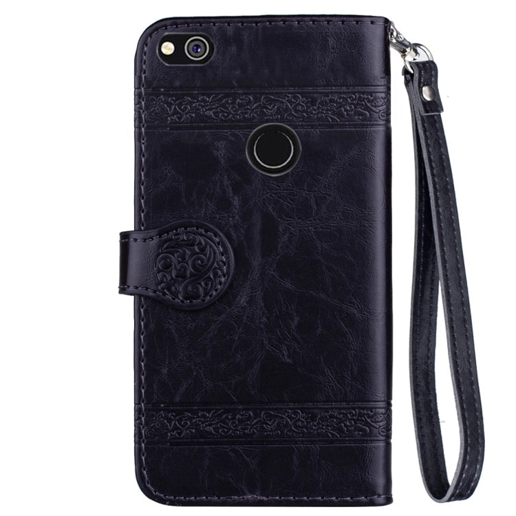 For Huawei P8 Lite (2017) Vintage Oil Wax Texture Embossed Horizontal Flip Leather Case with Holder & Card Slots & Wallet & Photo Frame & Lanyard